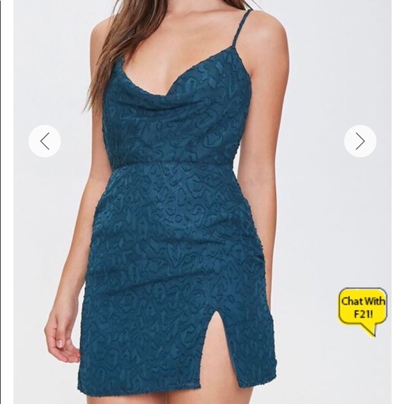 Forever 21 Teal slit dress - Picture 1 of 3